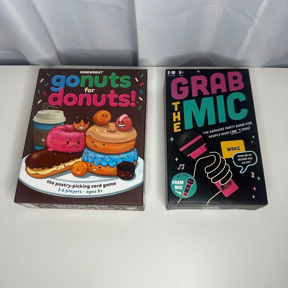Gamewright Sealed Go Nuts for Donuts! & Grab the Mic New Games